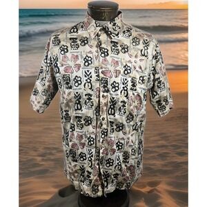 Sportif Hawaiian Camp Shirt Mens M Tropical Floral Print Short Sleeve Button Up‎